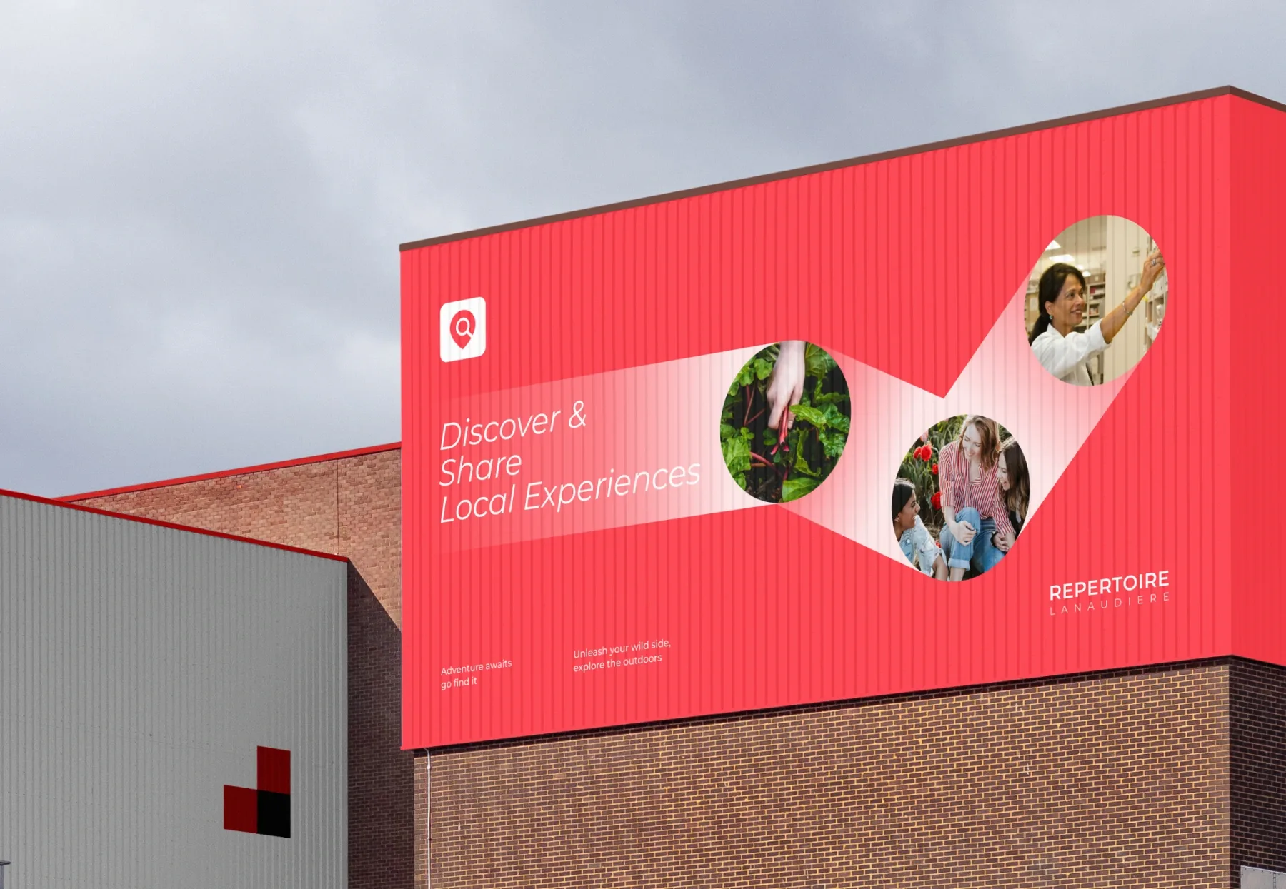 Logo du Repertoire Lanaudiere sur un mur.