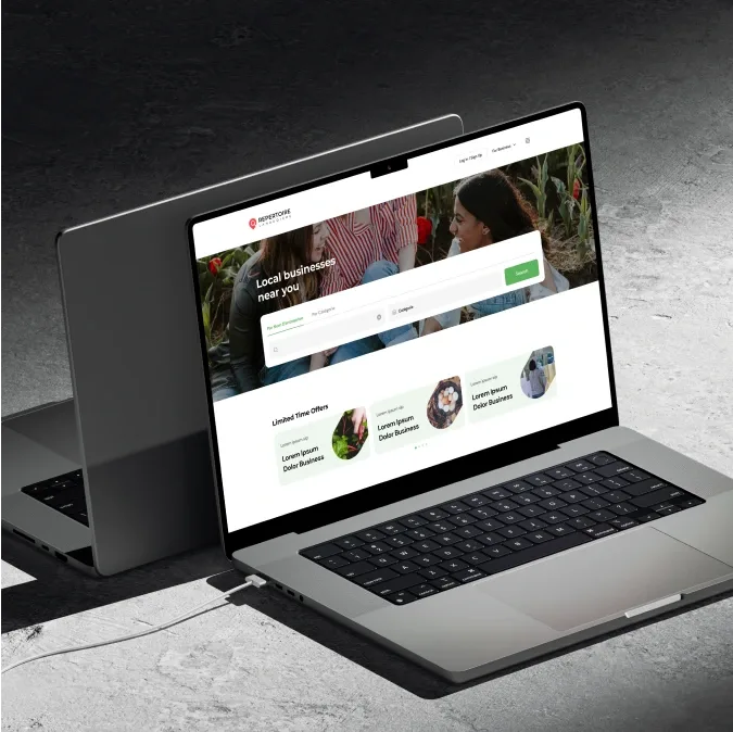 Ordinateur portable affichant le site web de Répertoire Lanaudière